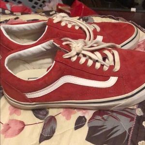 Red suede vans
